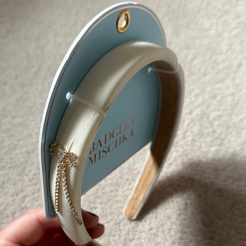 Badgley Mischka Ivory Headband with Gold Chain Detail